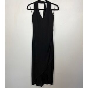 H&M Y2K Sparkle Halter Neck Midi Dress‎ Asymmetric High‑Low Hem Party Size 10